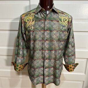 Robert Graham *Limited Edition Button Down Long Sleeve Shirt M Flip Cuff Cotton